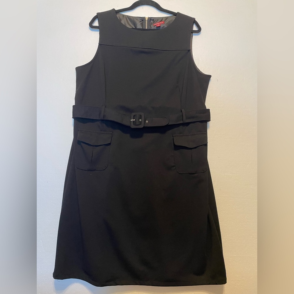 Merona Elegant Black Sleeveless Dress Crew Neckline, Sheath, Back Zipper Size 18